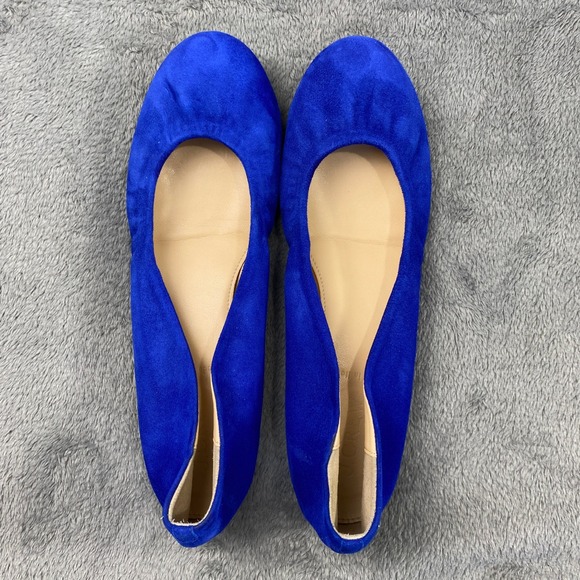 J.Crew Ballet Flats Womens 7 Blue Suede Italian Leather Almond Toe 46198 Italy - Picture 3 of 9